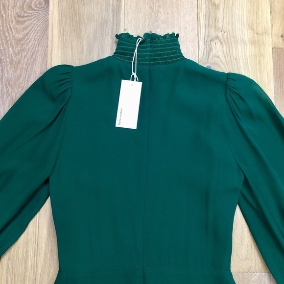 Reformation Archie Mini Dress Emerald Green Size 2 - Picture 13 of 16